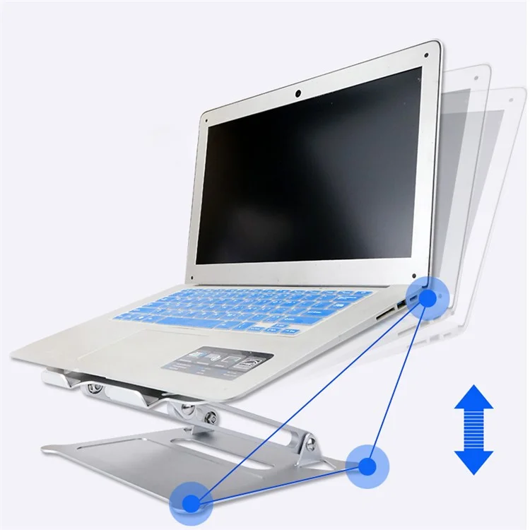 Z19 Aluminium Alloy Heat Dissipation Adjustable Height Foldable Laptop Holder Notebook Stand Bracket - Silver