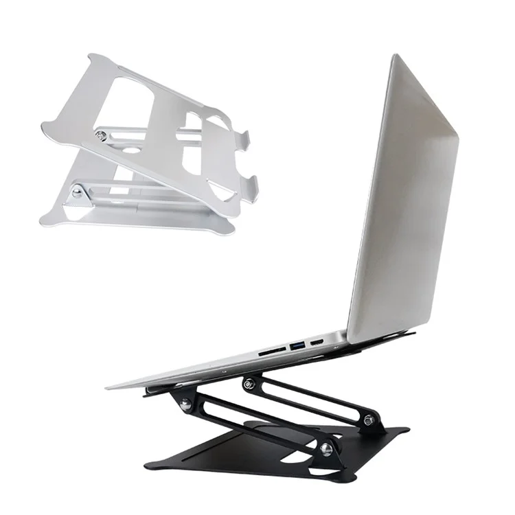 Z19 Aluminium Alloy Heat Dissipation Adjustable Height Foldable Laptop Holder Notebook Stand Bracket - Silver