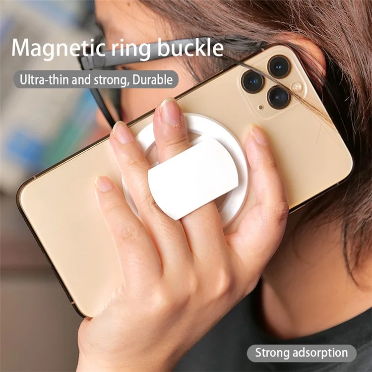 N52 Magnetic Car Phone Holder Ultra-thin Strong Magnetic Ring Back Adhesive Lazy Grip - White