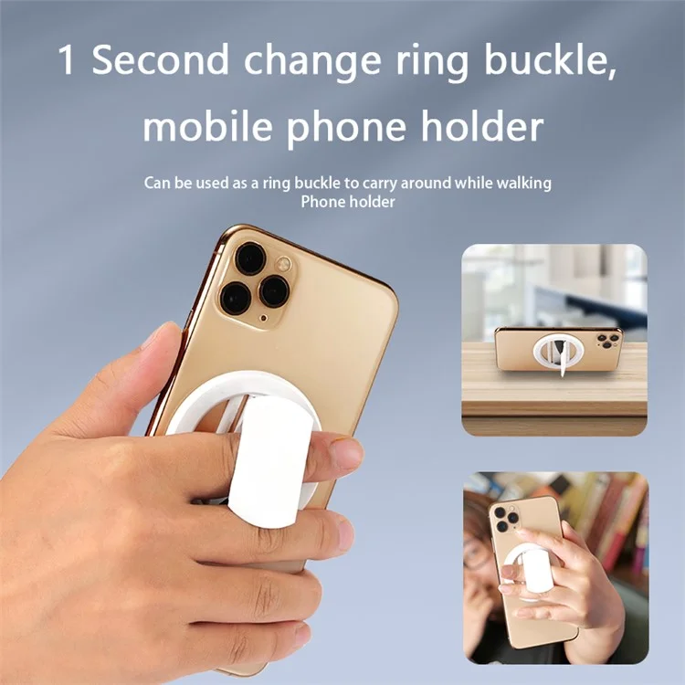 N52 Magnetic Car Phone Holder Ultra-thin Strong Magnetic Ring Back Adhesive Lazy Grip - White