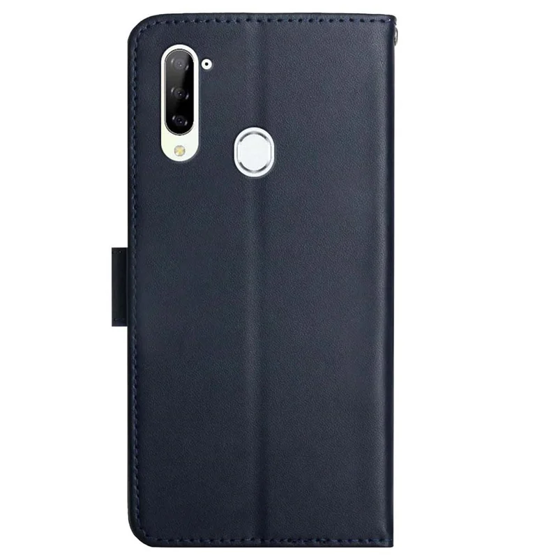 Genuine Leather Nappa Texture Multifunction Wallet Stand Full Body Protective Phone Case for ZTE Libero 5G - Blue