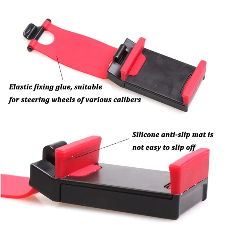 Car Phone Holder Steering Wheel Hanging Mount Mobile Phone GPS Clip Bracket - Yellow