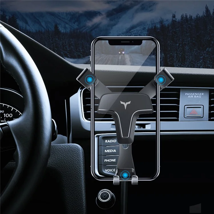 T3 Universal Car Gravity Phone Holder Rotatable Vehicle Air Outlet Phone GPS Bracket - Black