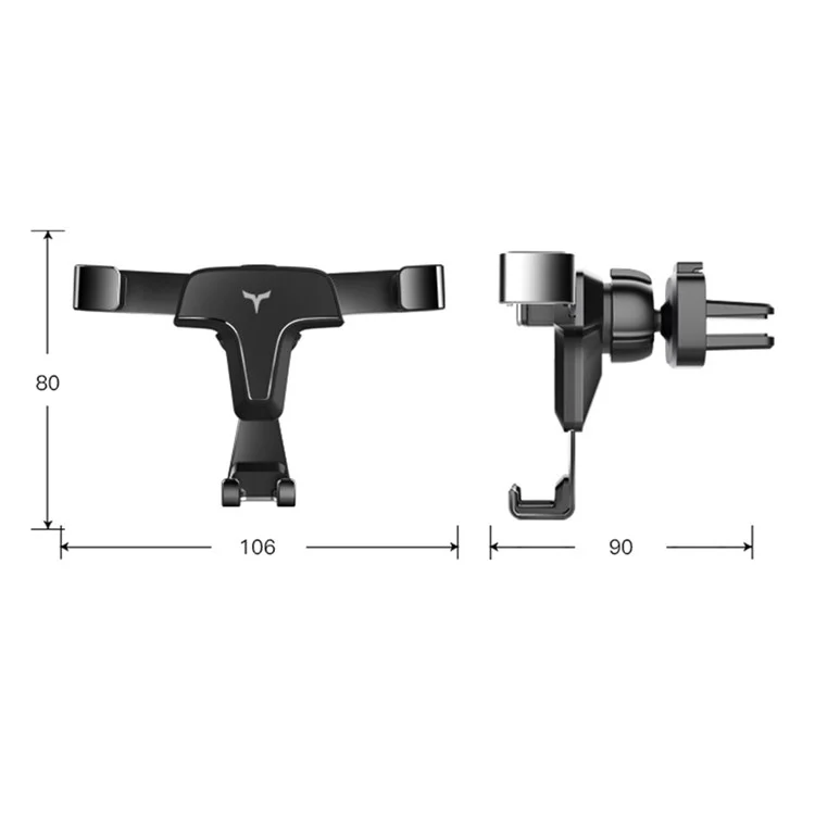 T3 Universal Car Gravity Phone Holder Rotatable Vehicle Air Outlet Phone GPS Bracket - Black