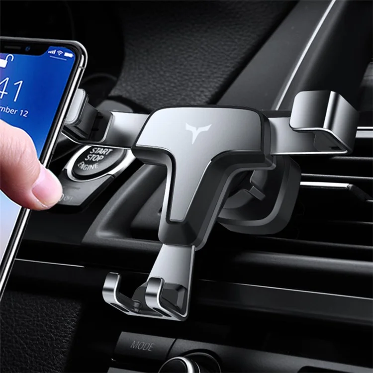 T3 Triangolo Universale In Metallo Car Outlet Air Outlet Mount GRAVITY Phone Phone Staffa Girevole - Nero