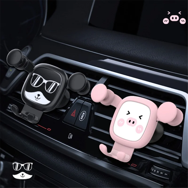 Creative Cartoon Style Car Mobile Phone Holder Air Vent Phone Mount for Universal Car - Black