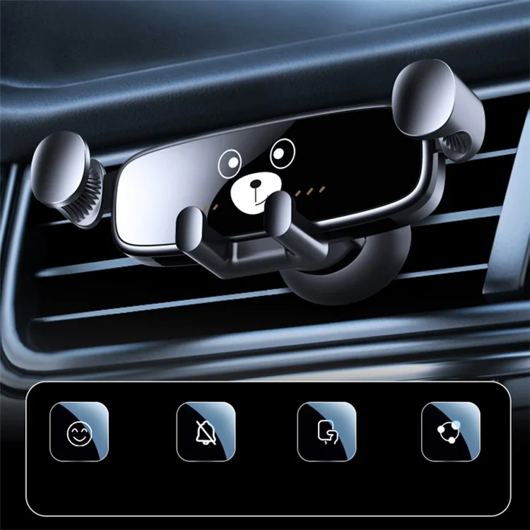 M2S Cute Desenho de Desenho Animado Gravity Cartador de Telefone Rotativo Santa de Suporte de Saída de ar de Montagem Suporte - Preto