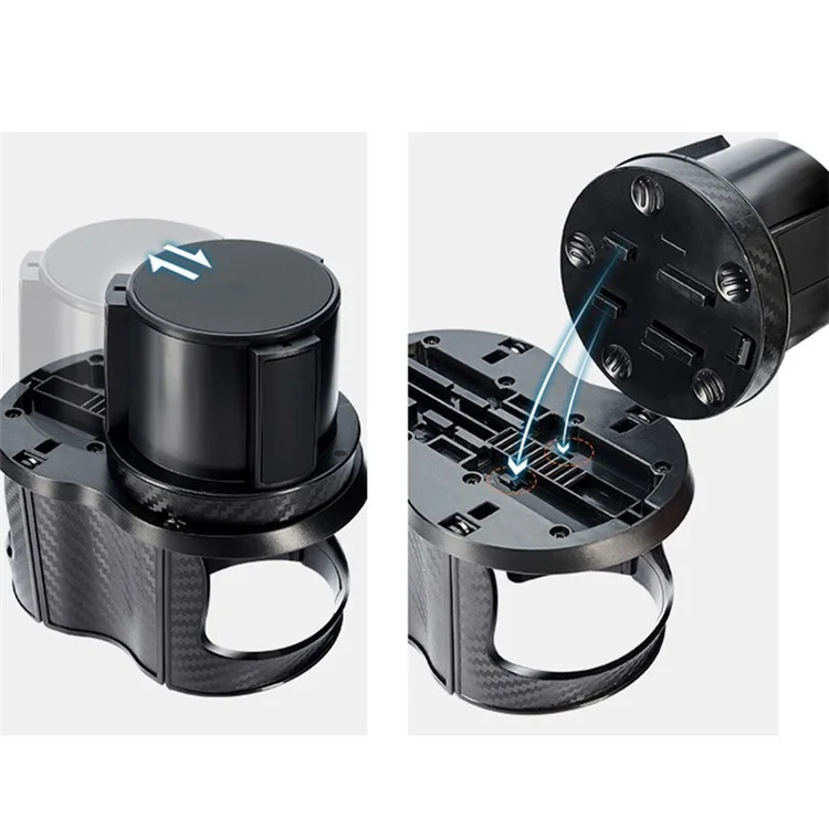 SB-1077 Véhicule Pour Véhicule Double Support de Tasse de Tasse de Bouteille D'eau de Boisson - Edge Noir / Argent en Fibre de Carbone