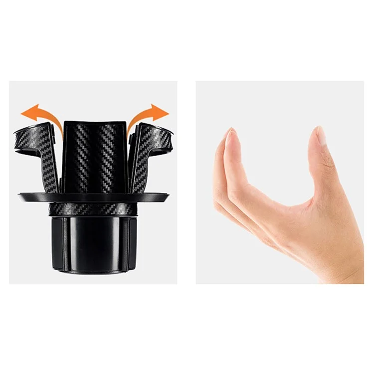 SB-1077 Véhicule Pour Véhicule Double Support de Tasse de Tasse de Bouteille D'eau de Boisson - Edge Noir / Argent en Fibre de Carbone