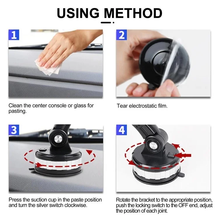 X-0566 Car Dashboard Windshield Adjustable Mobile Phone Holder Suction Cup Bracket