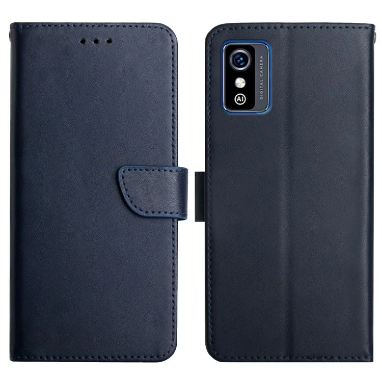 Textura de Nappa Aprueba Folio Folo Folo Flip Casa de Pelégo de Cuero Genuine Casa Magnética Cubierta de Billetera Para ZTE Blade L9 - Azul
