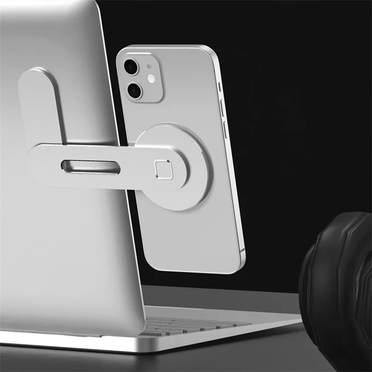 Für IPhone 12-Serie MAGSAFE Magnetic-Holder Metall Laptop-Telefonständer Für Imac-Seitenhalterung - Silber-