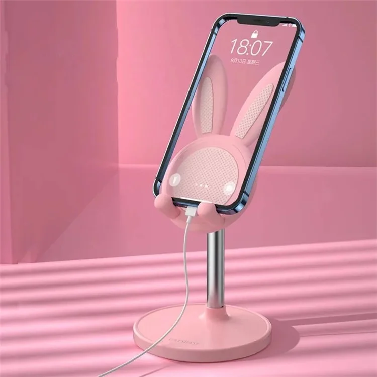 Supporto per telefono a coniglio carino Supporto per cellulare da scrivania Altezza regolabile Angolo per iPhone iPad Tablet - Rosa