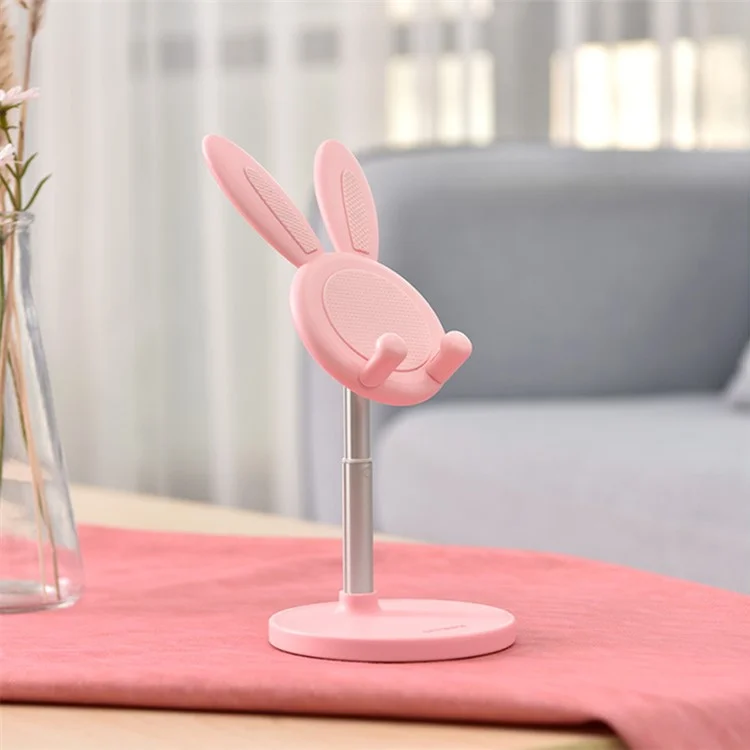Supporto per telefono a coniglio carino Supporto per cellulare da scrivania Altezza regolabile Angolo per iPhone iPad Tablet - Rosa