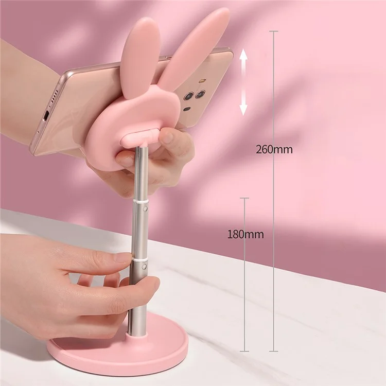 Supporto per telefono a coniglio carino Supporto per cellulare da scrivania Altezza regolabile Angolo per iPhone iPad Tablet - Rosa