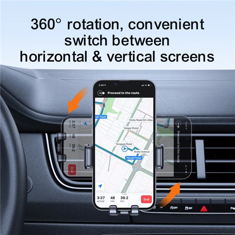 JOYROOM JR-ZS283 Heave Duty Car Phone Mount Strong Clasp 360 Degree Rotation Air Vent Phone Holder - Black