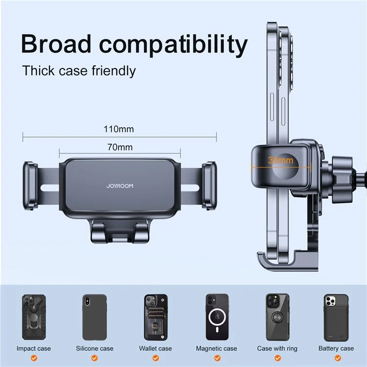 JOYROOM JR-ZS283 Heave Duty Car Phone Mount Strong Clasp 360 Degree Rotation Air Vent Phone Holder - Black