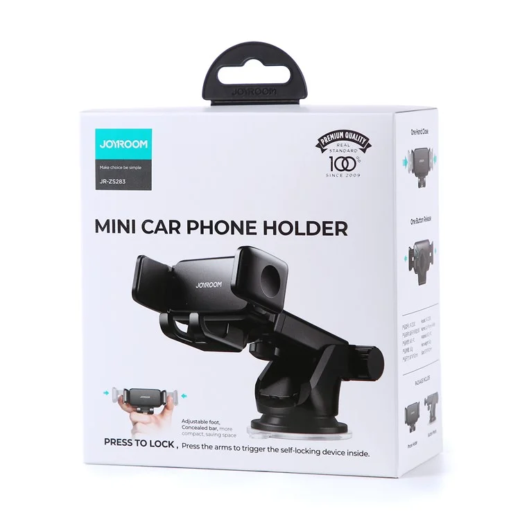 JOYROOM JR-ZS283 Universal Phone Holder 360 Degree Rotation Car Dashboard Mount Phone Bracket Stand - Black