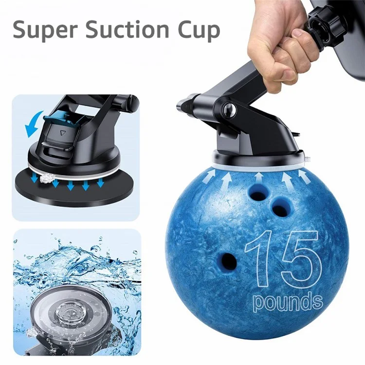 UN-105 Rotating Car Phone Holder Bracket with Suction Cup Base for 3.8-6.8inch Smartphones