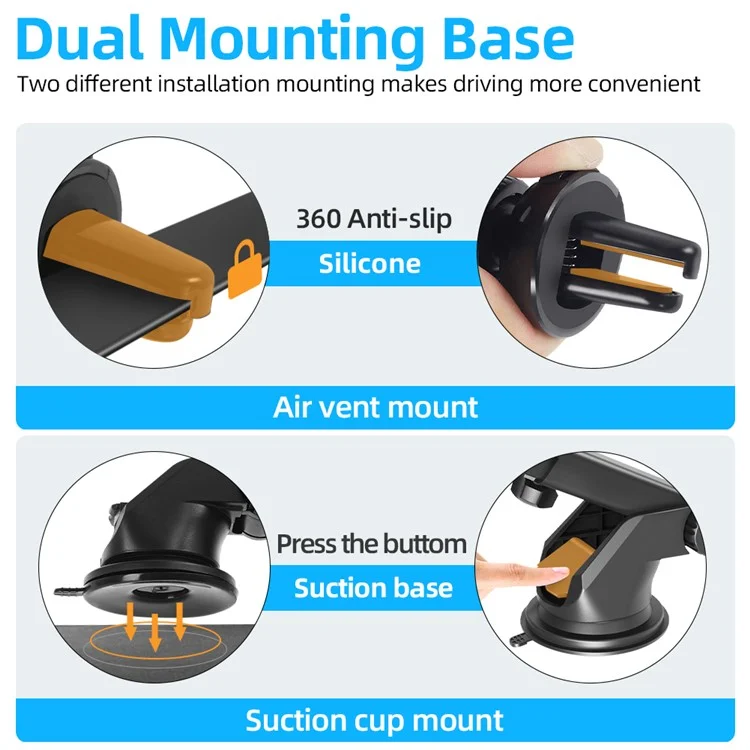 HM-Z06 Car Dashboard/Air Vent Mount Telescopic Arm Rotating Mobile Phone Holder Bracket for 4.5-6.5inch Smartphones