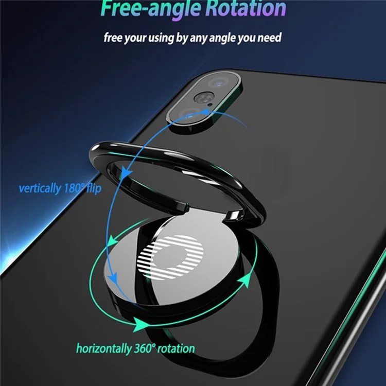 Mobile Phone Finger Ring Bracket Stand 360 Degree Rotation Ring Holder for Car Home - Black