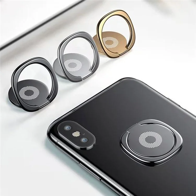 Mobile Phone Finger Ring Bracket Stand 360 Degree Rotation Ring Holder for Car Home - Black