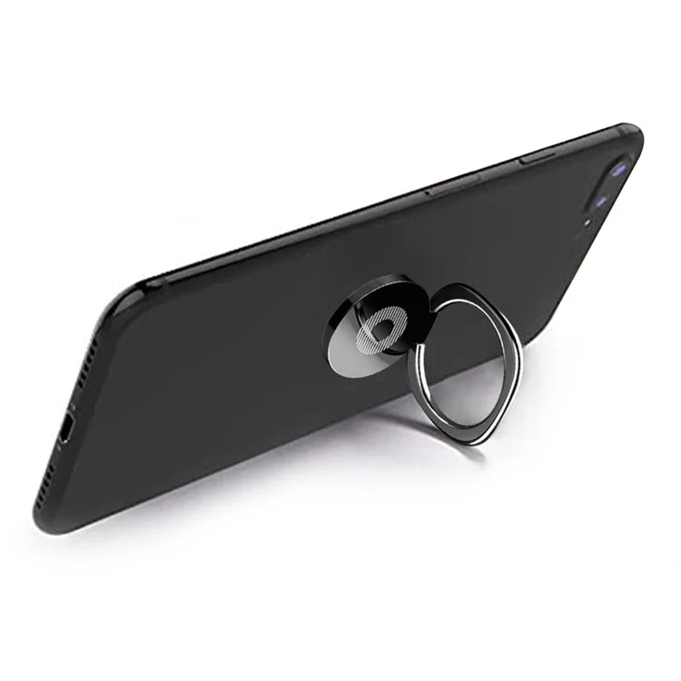 Mobile Phone Finger Ring Bracket Stand 360 Degree Rotation Ring Holder for Car Home - Black