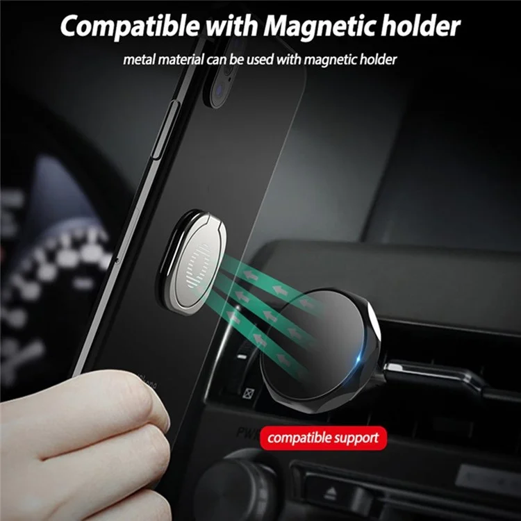 Mobile Phone Finger Ring Bracket Stand 360 Degree Rotation Ring Holder for Car Home - Silver