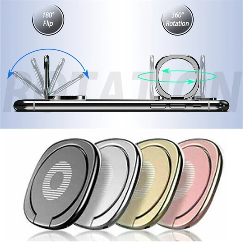 Mobile Phone Finger Ring Bracket Stand 360 Degree Rotation Ring Holder for Car Home - Rose Gold