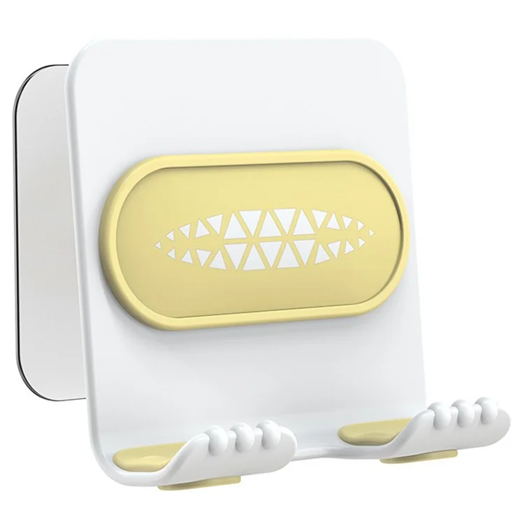 B31 Multi-function Plastic Phone Holder Stand Adhesive Tablet Wall Bracket for iPhone Samsung - Yellow