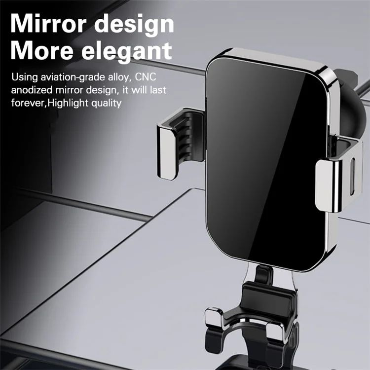 YC12 Universal Rotatable Car Outlet Air Outlet Mount Gravity Phone Stacket Metallo - D'argento