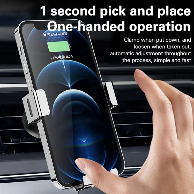YC12 Universal Rotatable Car Outlet Air Outlet Mount Gravity Phone Stacket Metallo - D'argento
