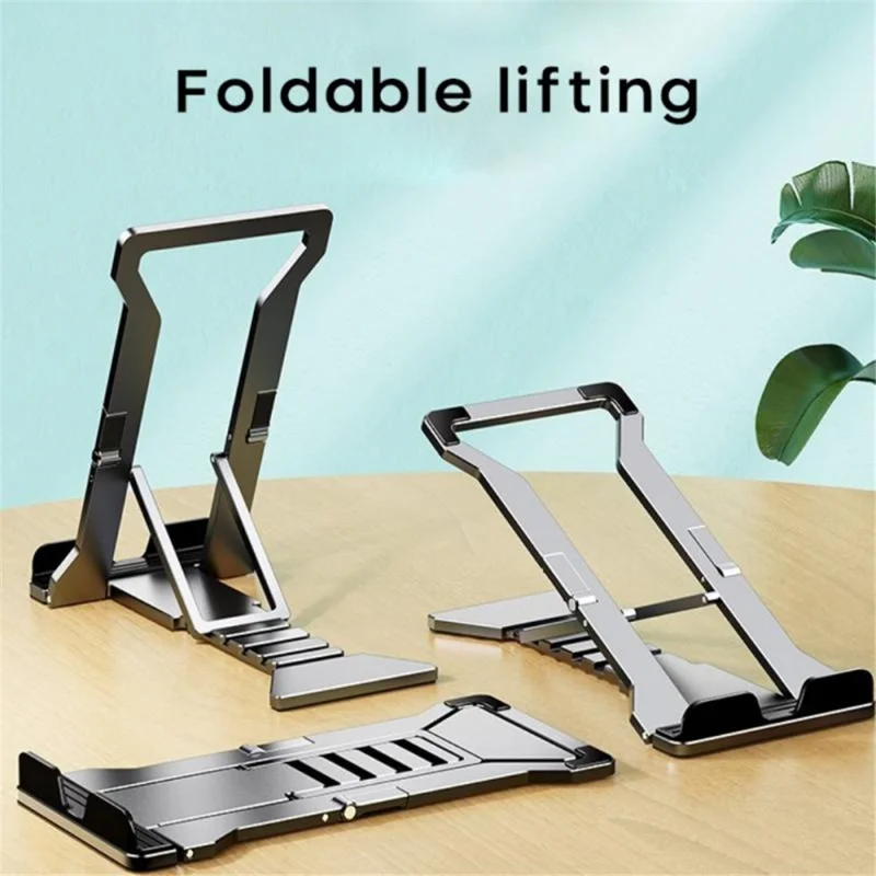 K323 Mini Desktop Multi-Angle Folding Mobile Phone Holder Hollow Tablet Stand - Black