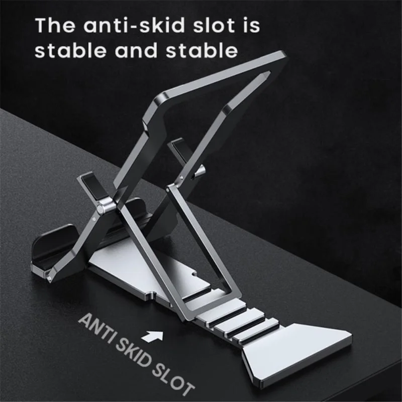 K323 Mini Desktop Multi-Angle Folding Mobile Phone Holder Hollow Tablet Stand - Black