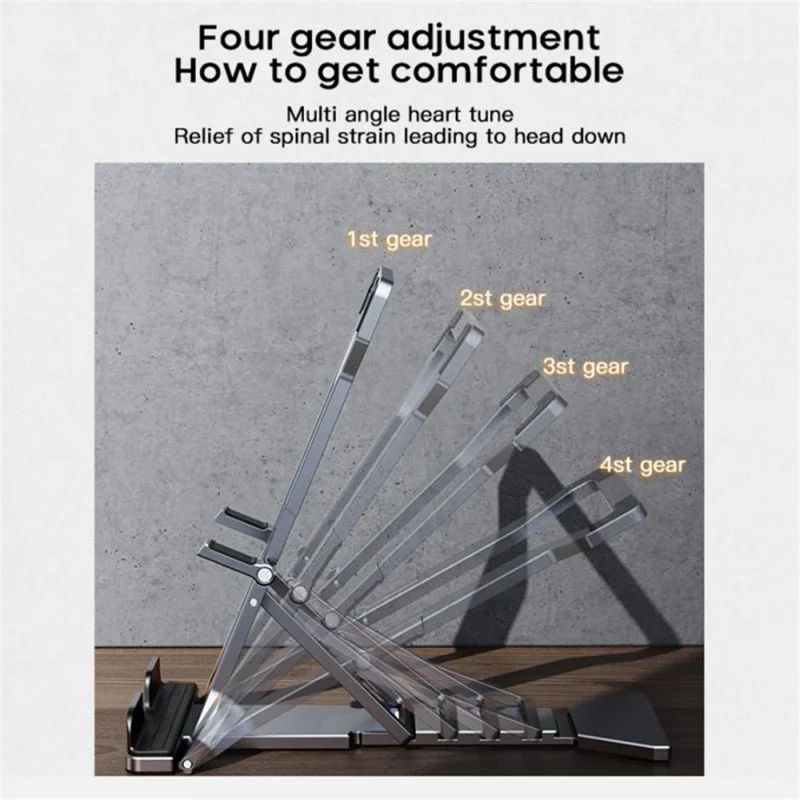 K323 Mini Desktop Multi-Angle Folding Mobile Phone Holder Hollow Tablet Stand - Black