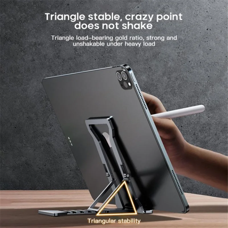 K323 Mini Desktop Multi-Angle Folding Mobile Phone Holder Hollow Tablet Stand - Black