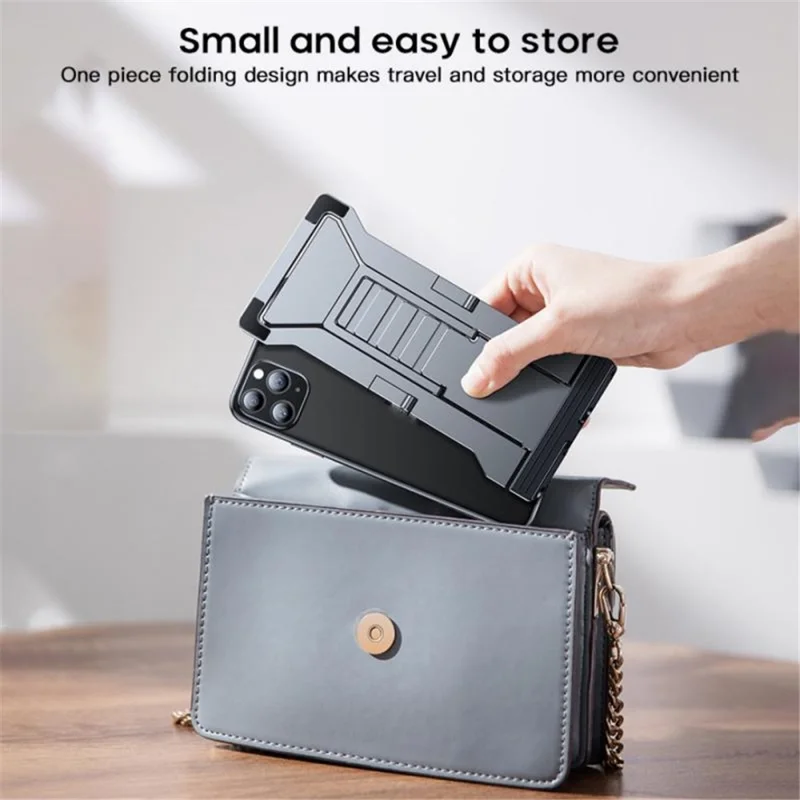 K323 Mini Desktop Multi-Angle Folding Mobile Phone Holder Hollow Tablet Stand - Black