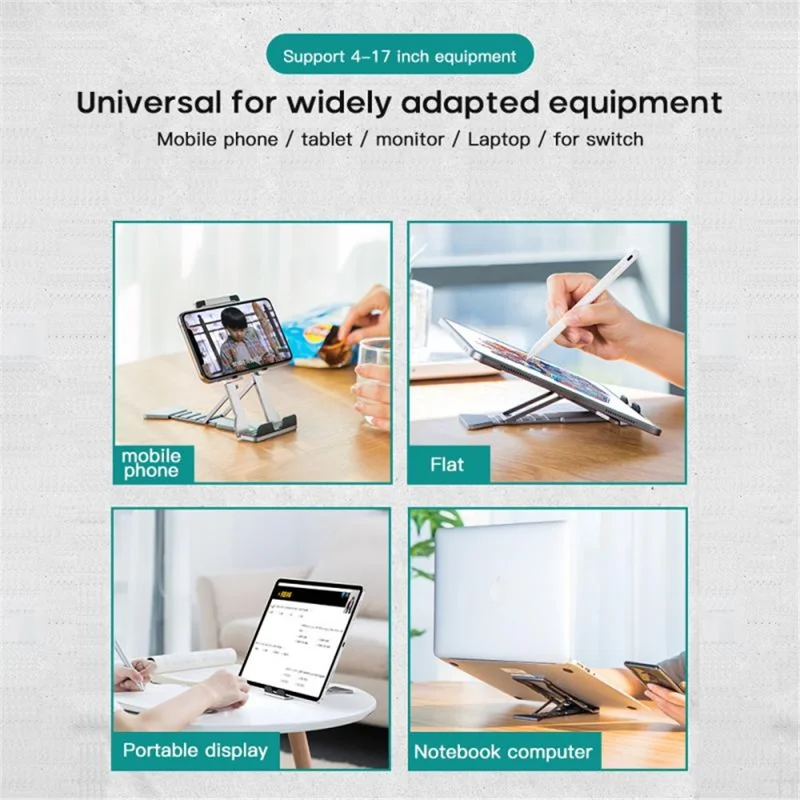 K323 Mini Desktop Multi-Angle Folding Mobile Phone Holder Hollow Tablet Stand - Black