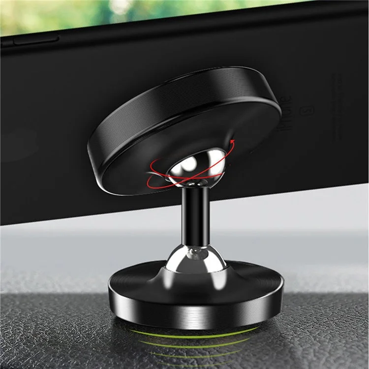 DW-55 Frosted Magnetic Car Dashboard Phone Holder Stand 360 Degrees Rotating Metal Phone Bracket - Black