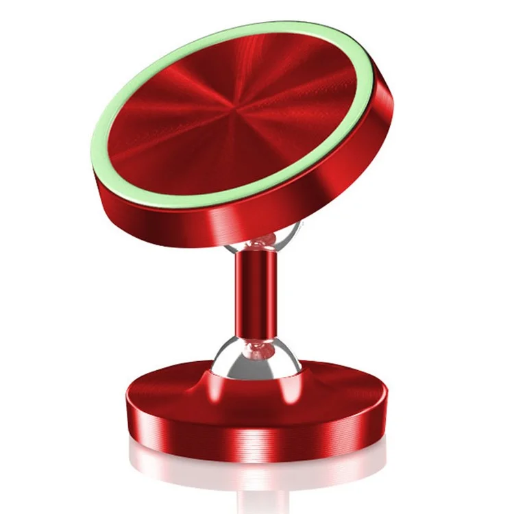 DW-55 Luminous Magnetic Car Dashboard Phone Holder 360 Degrees Rotating Metal Cell Phone Stand Bracket - Red