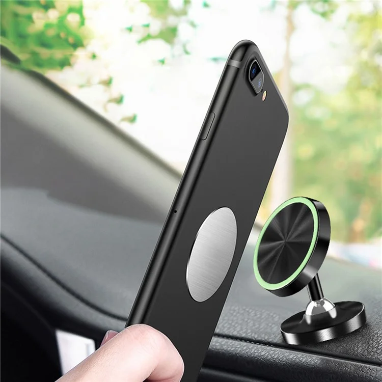 DW-55 Luminous Magnetic Car Dashboard Phone Holder 360 Degrees Rotating Metal Cell Phone Stand Bracket - Red