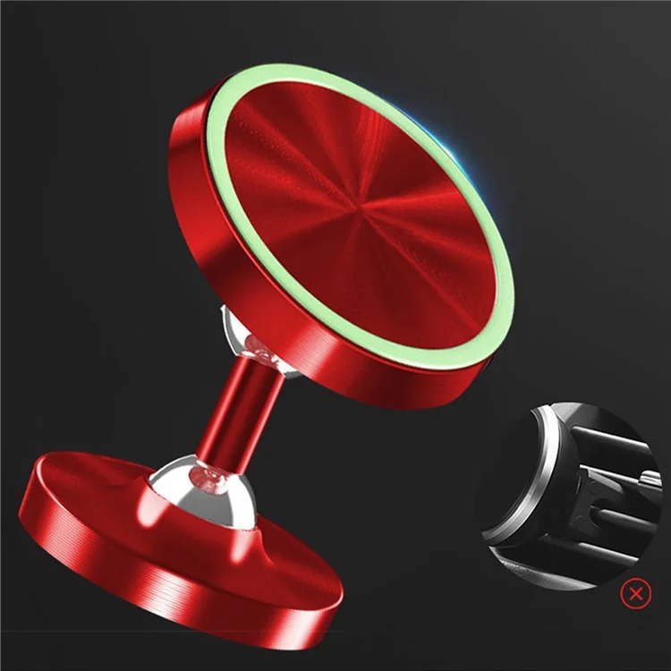 DW-55 Luminous Magnetic Car Dashboard Phone Holder 360 Degrees Rotating Metal Cell Phone Stand Bracket - Red