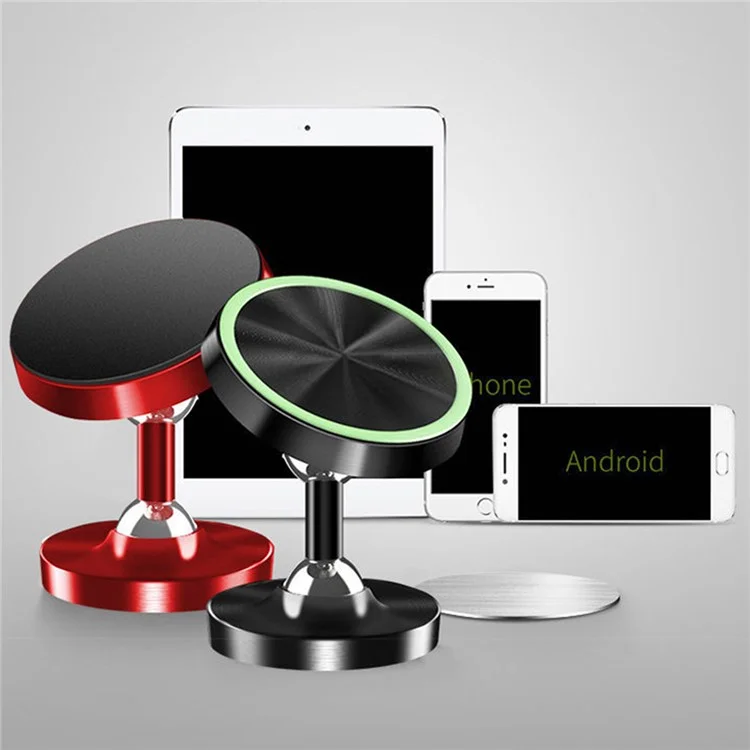 DW-55 Luminous Magnetic Car Dashboard Phone Holder 360 Degrees Rotating Metal Cell Phone Stand Bracket - Red