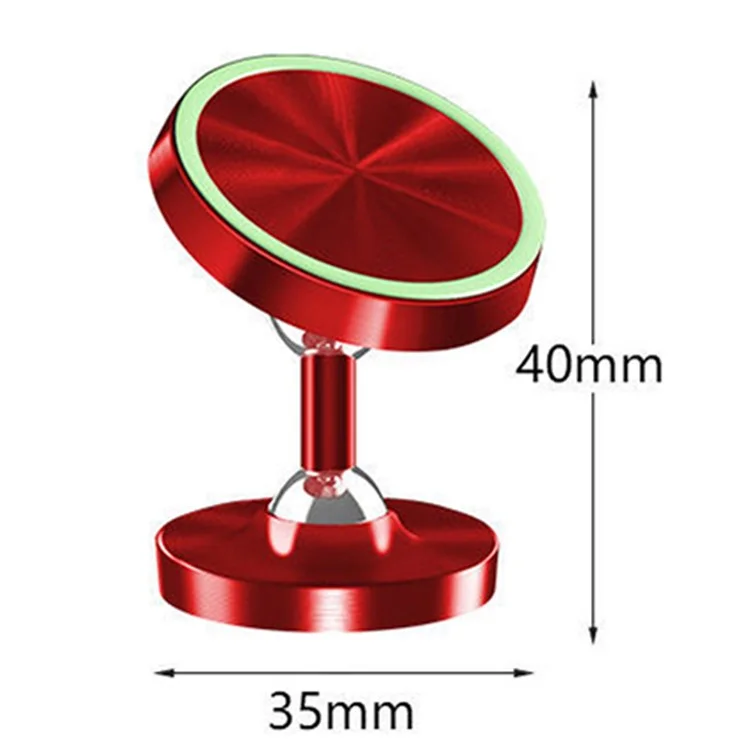 DW-55 Luminous Magnetic Car Dashboard Phone Holder 360 Degrees Rotating Metal Cell Phone Stand Bracket - Red