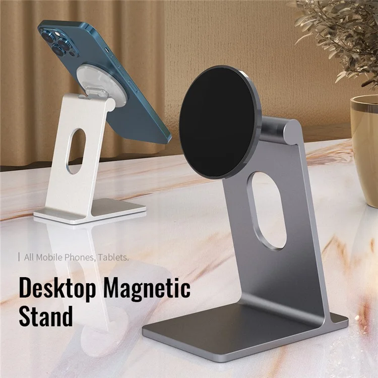 R-JUST SJ18 Universal Aluminium Alloy Desktop Phone Stand Holder Magnetic Tablet Phone Bracket - Grey