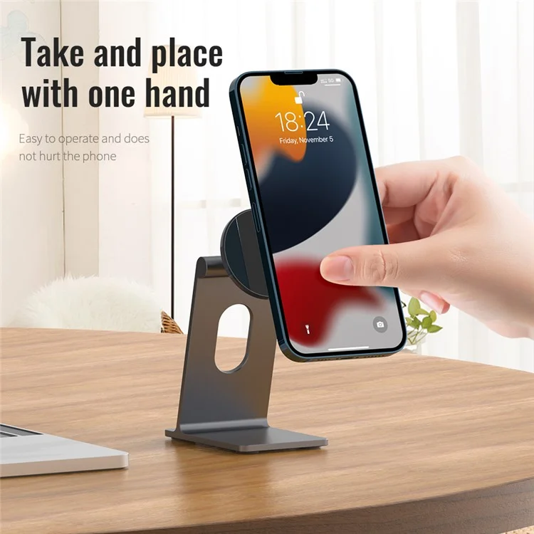 R-just SJ18 Universal Aluminium Alliag Burant Téléphone Sectein Magnétique Tablet Téléphone Bracket - Gris