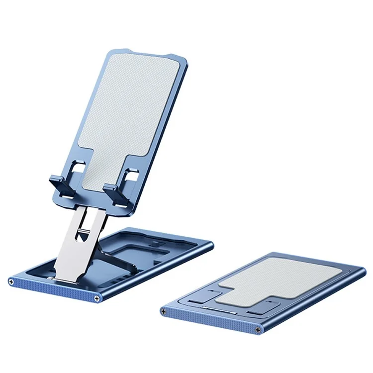 R-JUST HZ16 Universal Foldable Desktop Mobile Phone Tablet Holder Bracket Adjustable Metal Stand - Blue
