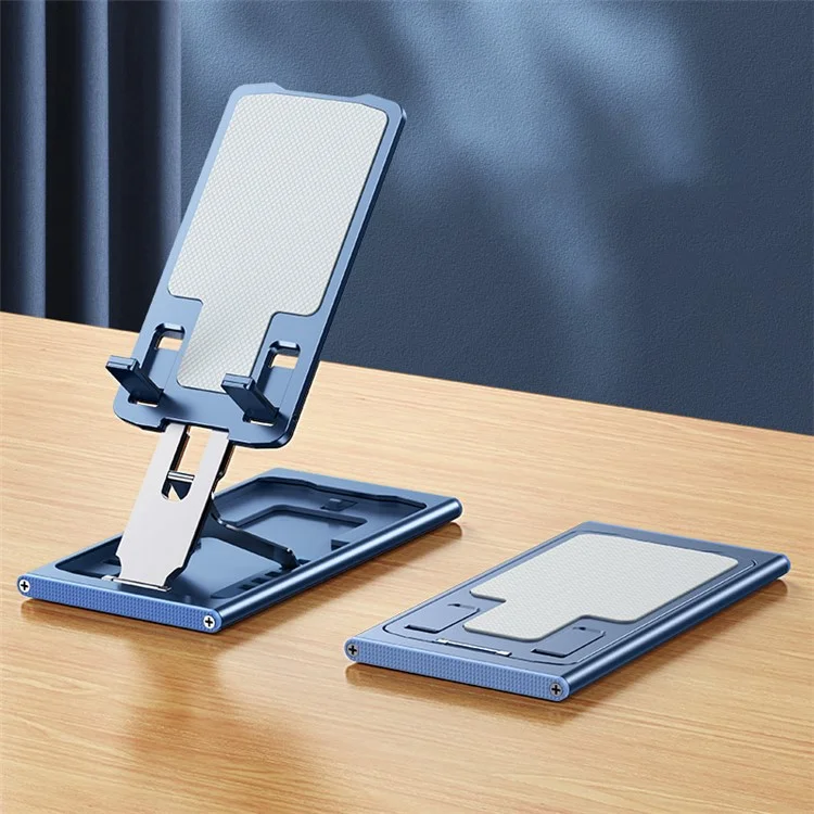 R-JUST HZ16 Universal Foldable Desktop Mobile Phone Tablet Holder Bracket Adjustable Metal Stand - Blue