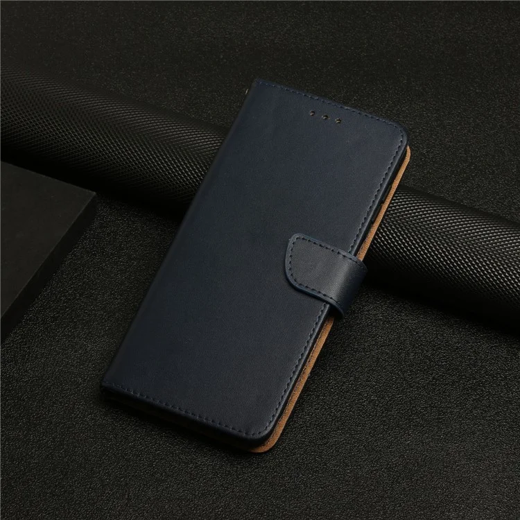 For ZTE Libero 5G ii A103ZT Flip Phone Cover Wallet Stand Function Genuine Leather Nappa Texture Full Body Protective Phone Case - Blue