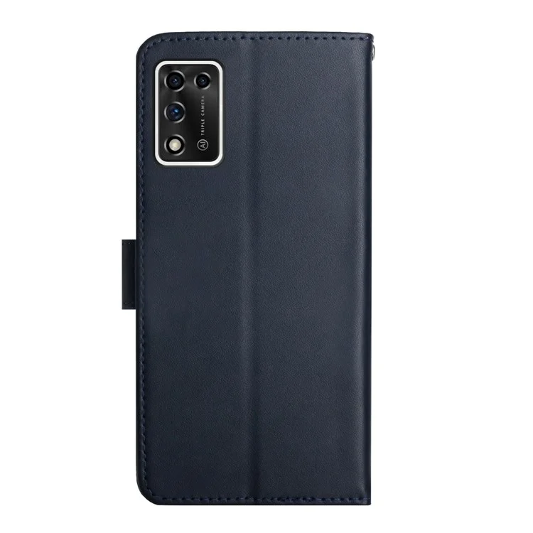 Pour ZTE Libero 5G ii A103ZT Flip Téléphone Cover Wallet Stand Fonction de la Texture Nappa en Cuir Véritable - Bleu